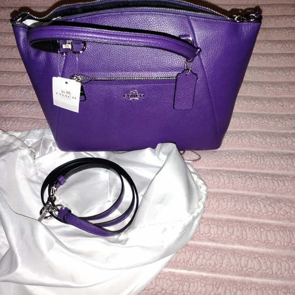 Coach Vibrant Purple Leather Satchel - Picture 7 of 14